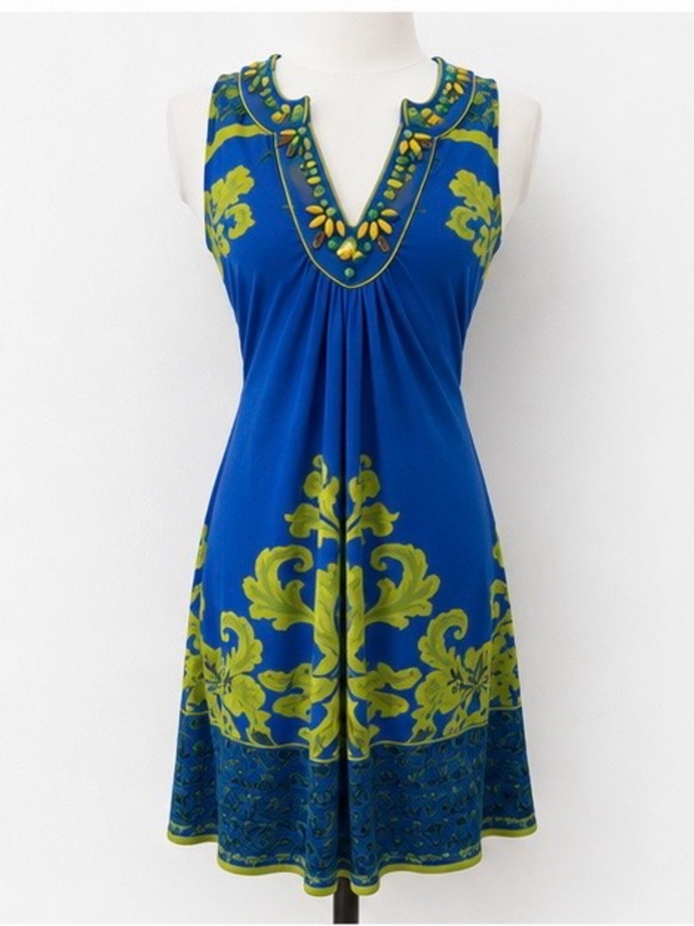 Hale Bob Blue and Yellow Striped Midi Dress